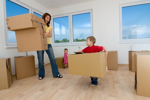 Removal van near a residential street in Hounslow during a house move