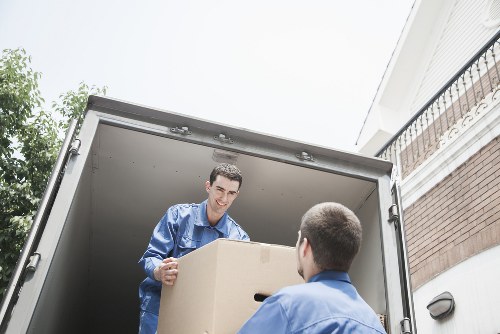 Household boxes and furniture prepared for transport